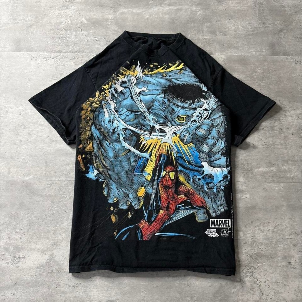 Y2K Vintage 2000s Relaxed HUF Marvel Spider-Man Hulk Graphic T-Shirt